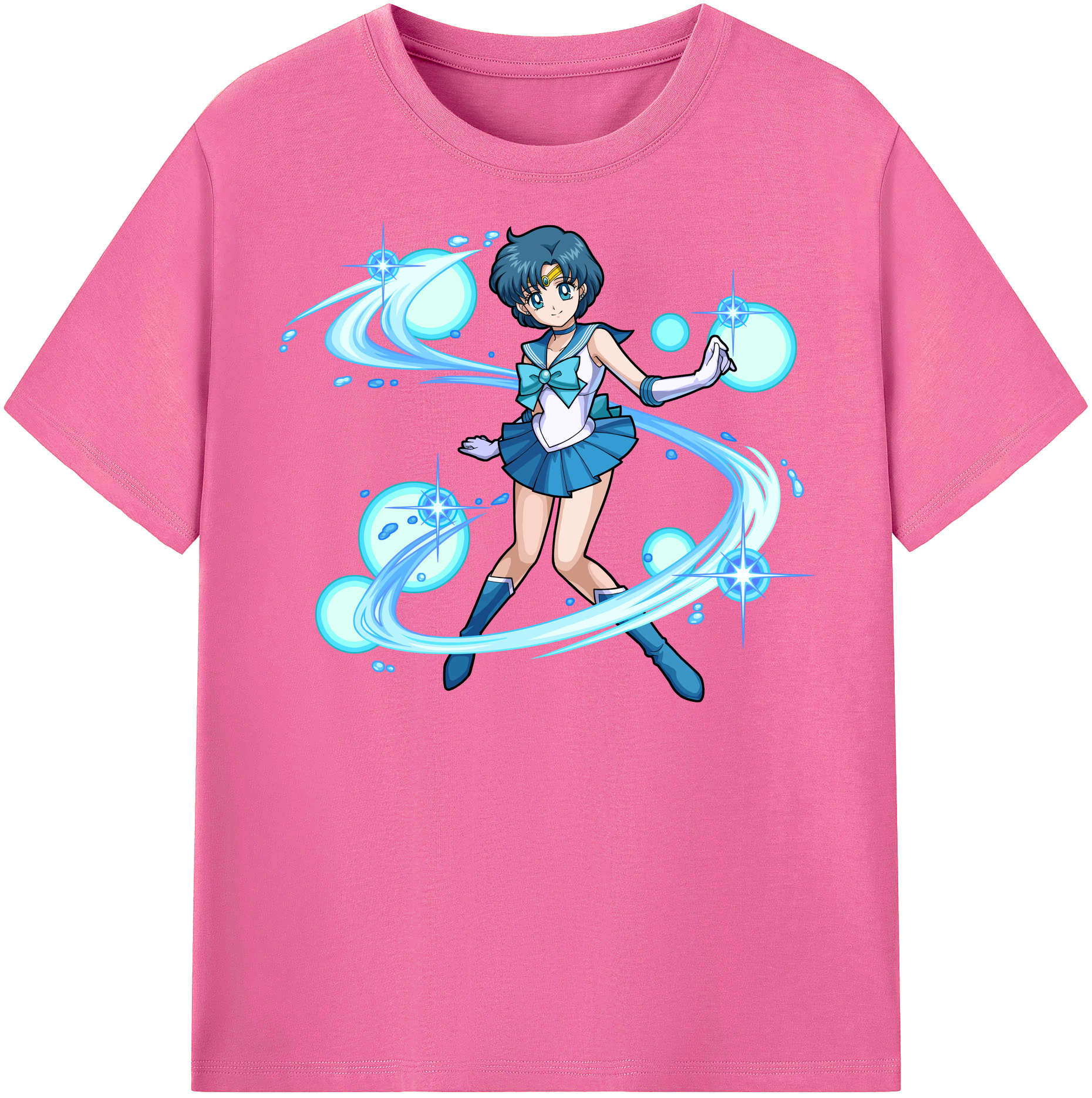 （画像用） 美少女戦士セーラームーン 水野 亜美 みずの あみ Sailor Moon Mizuno Ami レディースカジュアルプリントTシャツ（綿100％）